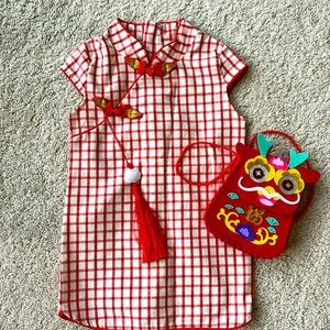 Toddler Girl Dress Chinese Asian Qipao Plaid/Floral